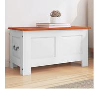 Coffre de rangement et couvercle marron et blanc bois d'acacia364918