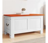 vidaXL Coffre de Rangement et Couvercle, Boîte à Jouets, Armoire de Rangement, Organisateur de Salon Couloir, Marron et Blanc Bois d'Acacia