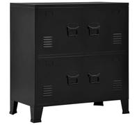 vidaXL Coffre de Rangement Industriel Armoire de Rangement Étagère Stockage Meuble de Bureau Maison Intérieur Noir 75x40x80 cm Acier