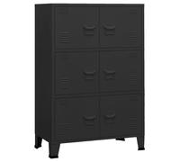 vidaXL Coffre de Rangement Industriel Armoire de Rangement Étagère Stockage Meuble de Bureau Maison Intérieur Noir 75x40x115 cm Métal