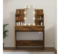 vidaXL Coiffeuse avec LED - Chêne Fumé
