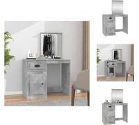 vidaXL Coiffeuse avec miroir gris béton 90x50x132,5 cm Bois composite - Coiffures