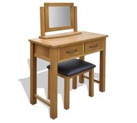 VidaXL Coiffeuse et Tabouret en Chêne