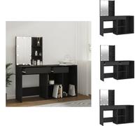 vidaXL Coiffeuse LED avec armoire noire en bois composite - Coiffures