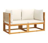 vidaXL Coin salon de jardin avec coussins 2 pcs. Bois acacia & rotin