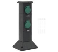 vidaXL Colonne de Prise d'extérieur à 4 Voies Noir Vert 16x16x39,5 cm