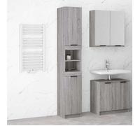 vidaXL Colonne de Salle de Bain 32 x 34 x 188,5 cm, Sonoma Gris, Bois d’Ingénierie, 3 Compartiments
