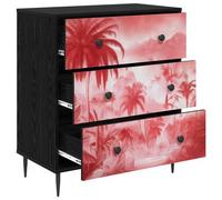 vidaXL Commode AACHEN Imprimé palmier rose 66 x 36,5 x 76 cm