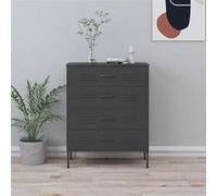 Commode 1 pièce 3 tiroirs avec niveleurs réglables en acier anthracite