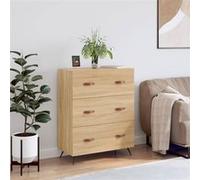 Commode moderne - vidaXL - 3 tiroirs - 69,5x34x90 cm - Chêne Sonoma - Bois d'ingénierie - Pieds en métal