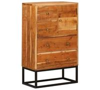 vidaXL Commode avec Porte Naturel 55 x 30 x 90 cm Bois d'Acacia Massif, Coffre de Rangement en Acacia, tiroir rectangulaire pour Salon, Style Moderne et Organisation contemporaine