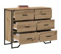 vidaXL Commode 2 tiroirs Chêne artisanal 91×35,5×74,5 cm Bois d'ingénierie Marron mate