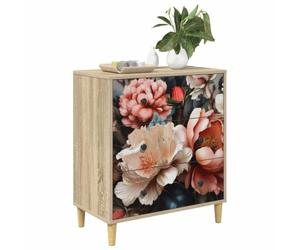 vidaXL Commode BORNE Imprimé Pivoine légère 66 x 36,5 x 75 cm Sonoma, Commode Moderne, Design rectangulaire pour Le Rangement Chambre & Salon, Bois aggloméré, Essentiels Pratiques pour la Maison