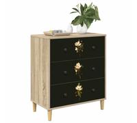 vidaXL Commode Bremen Impression de Magnolia 66 x 36,5 x 75 cm Sonoma, Commode Moderne, Design rectangulaire pour Le Rangement Chambre & Salon, Bois aggloméré, Essentiels Pratiques pour la Maison