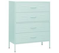 vidaXL Commode Buffet Armoire à Tiroirs Meuble de Rangement Armoire de Rangement Salon Salle de Séjour Intérieur Vert Menthe 80x35x101,5 cm Acier