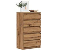 vidaXL Commode chêne Artisanal 60x36x103 cm Bois d'ingénierie, Coffre, Commode, Armoire avec tiroirs, coffres, commodes, Armoire de Rangement
