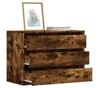 vidaXL Commode d'angle chêne fumé 80x41x58 cm bois d'ingénierie, commode à tiroirs, classeur, armoire à tiroirs, armoire de 852856 Marron G