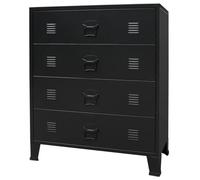 vidaXL Commode de Style Industriel, matériau métallique Durable et Facile à Nettoyer, 4 Grands tiroirs, Noir