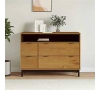vidaXL Commode FLAM 110x40x80 cm bois de pin massif, commode, classeur, armoire de rangement, armoire, commodes, armoire 357817 Marron G