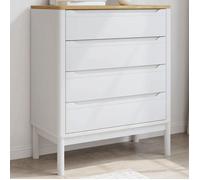 vidaXL Commode FLORO en bois de pin massif blanc – commode à tiroirs, armoire de rangement
