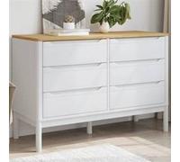 vidaXL Commode FLORO blanc bois de pin massif, commode, armoire de rangement, buffet, commode à tiroirs, classeur, armoire à 374012 Blanc G