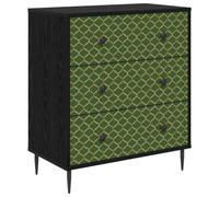 vidaXL Commode GELEEN Impression géométrique émeraude Chêne Noir, Commode rectangulaire Moderne, Solution de Rangement stylée pour Chambre et Salon, Organisateur en Bois