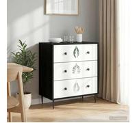 vidaXL Commode HANAU Imprimé Feuilles Vertes 66 x 36,5 x 76 cm, Commode rectangulaire Moderne, Solution de Rangement stylée pour Chambre et Salon, Organisateur en Bois