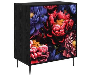 vidaXL Commode Kiel Imprimé de Pivoine Sombre 66 x 36,5 x 76 cm, Commode rectangulaire Moderne, Solution de Rangement stylée pour Chambre et Salon, Organisateur en Bois