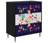 vidaXL Commode Mainz Imprimé Floral 66 x 36,5 x 76 cm Chêne Noir, Commode rectangulaire Moderne, Solution de Rangement stylée pour Chambre et Salon, Organisateur en Bois