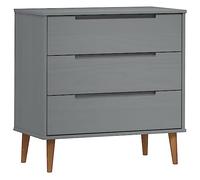 vidaXL Commode MOLDE Gris 80x40x80 cm Bois de pin Massif, Commode, Armoire, Armoire latérale, Armoire de Rangement, Armoire à dossiers