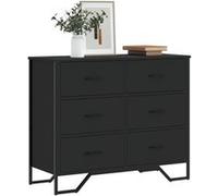 vidaXL Commode noir 91x35,5x74,5 cm bois d'ingénierie Noir G