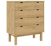 vidaXL Commode OTTA 76,5x39,5x90 cm Bois de pin Massif, Commode, Armoire de Rangement, Armoire à dossiers, commodes, Armoire