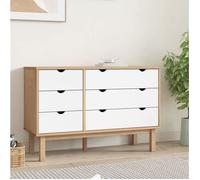vidaXL Commode OTTA marron et blanc 111x42x73,5 cm Bois de pin massif