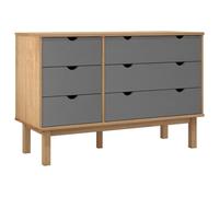 vidaXL Commode OTTA Marron et gris 111x42x73,5 cm Bois de pin massif