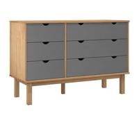 vidaXL Commode OTTA Marron et Gris 111x43x73,5 cm Bois de pin Massif