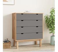 vidaXL Commode OTTA Marron et gris 76,5x39,5x90 cm Bois de pin massif