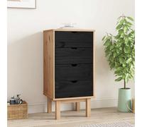 vidaXL Commode OTTA Noir 45 x 39 x 90 cm Bois de pin massif