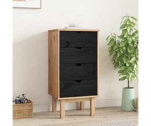 vidaXL Commode OTTA Noir 45 x 39 x 90 cm Bois de pin massif