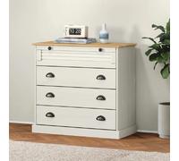 vidaXL Commode Vigo Blanc 80x40x76 cm Bois Massif de pin, Commode à tiroirs, Armoire à dossiers, Armoire avec tiroirs, Armoire de Rangement