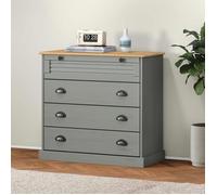 vidaXL Commode Vigo – 4 tiroirs en pin massif, gris 80 x 40 x 76 cm
