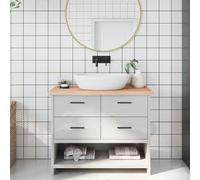 vidaXL Comptoir de salle de bain 100x30x(2-4)cm bois massif non traité