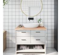 vidaXL Comptoir de salle de bain 100x50x(2-4)cm bois massif non traité