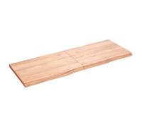 vidaXL Comptoir de Salle de Bain, Dessus d'Armoire avec Bord Vivant, Plan de Travail de Toilette, Marron Clair 140x50x(2-4) cm Bois Traité