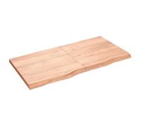 vidaXL Comptoir de Salle de Bain, Dessus d'Armoire avec Bord Vivant, Plan de Travail de Toilette, Marron Clair 120x60x(2-4) cm Bois Traité