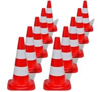vidaXL Cônes de signalisation réfléchissants 10 pcs 50 cm Rouge et blanc