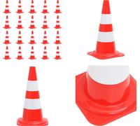 vidaXL Cônes de circulation réfléchissants 20 pcs. Rouge et blanc 50 cm - Cônes de signalisation - Cônes de signalisation - Panneaux de signalisation