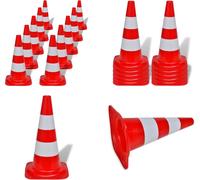 vidaXL Cônes de signalisation 10 pcs. Réflectif Rouge et Blanc 50 cm - Cône de signalisation - Cône d'avertissement - Cône de sécurité