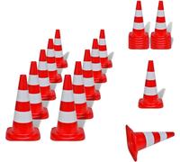 vidaXL Cônes de signalisation 10 pcs. Rétroréfléchissant Rouge et Blanc 50 cm - Panneaux de signalisation