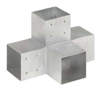 vidaXL Connecteur de poteau en X - Métal galvanisé 101x101 mm Gris