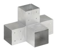 vidaXL Connecteur de Poteau Forme en X Poutre en Bois Jardin Extérieurs Auvents 4 Embouts de Section Galvanisé à Chaud Métal Galvanisé 101x101 mm